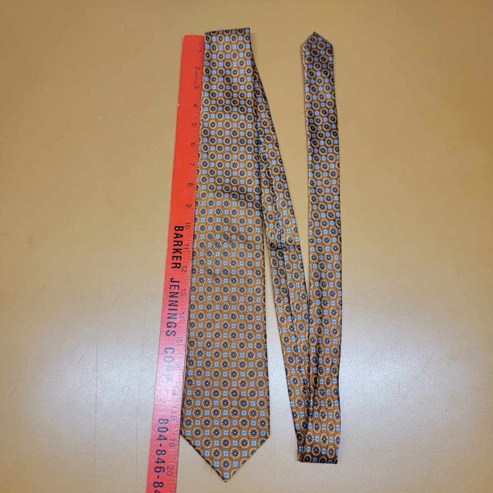 Jos. A. Bank Executive Collection Silk Tie Copper Blue Medallion Geometric 273